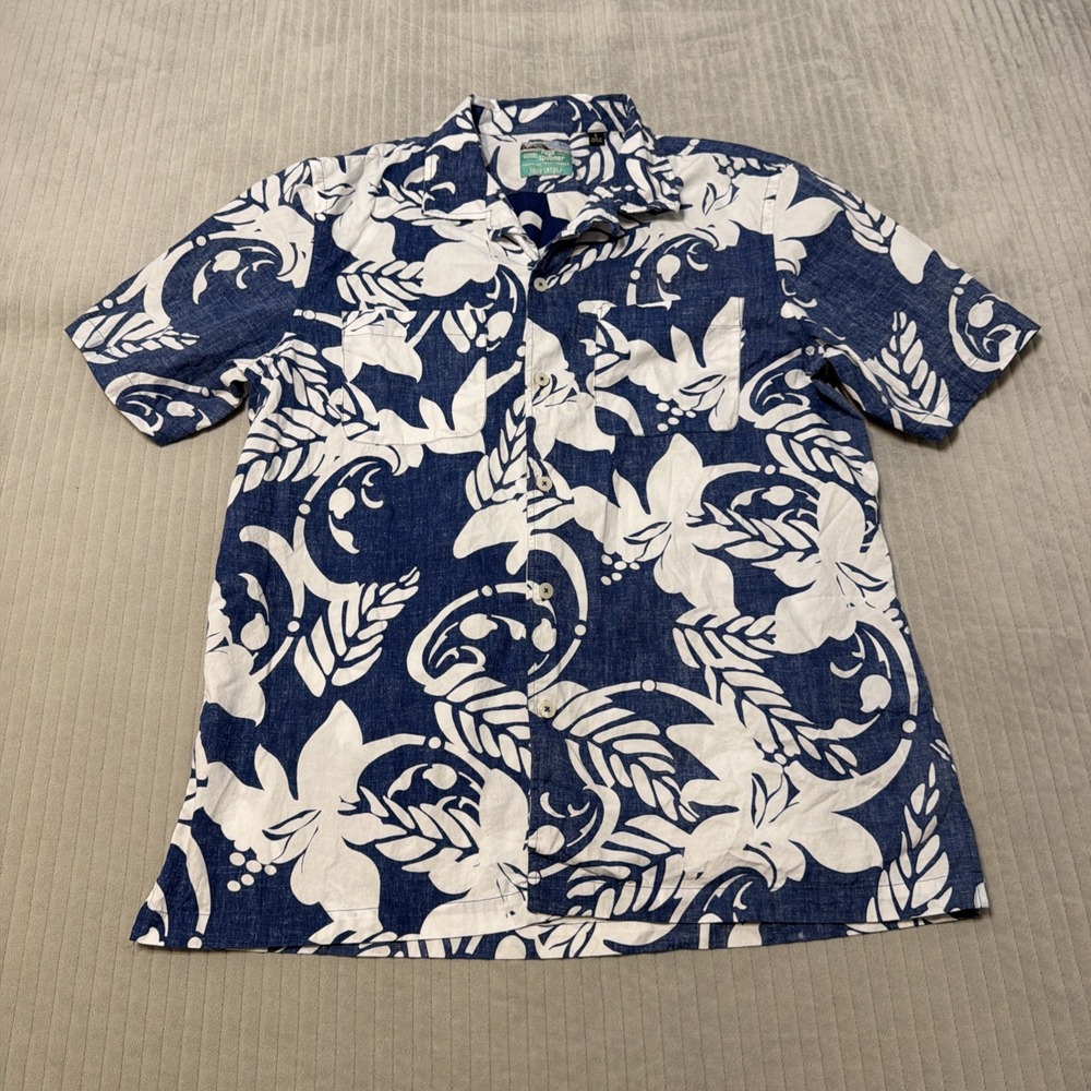 Reyn Spooner Hawaiian Shirt Todd Snyder Blue Floral Aloha Button Up Large